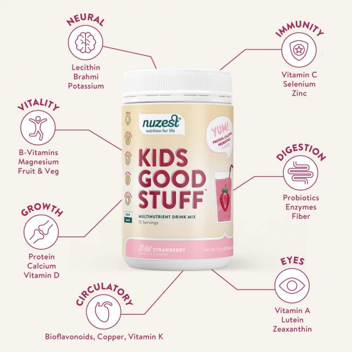 Kids Good Stuff, Shake Proteic cu Multivitamine, Fragi, 225g [3]