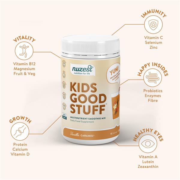 Kids Good Stuff, Shake Proteic cu Multivitamine, Vanilie si Caramel, 225g [3]