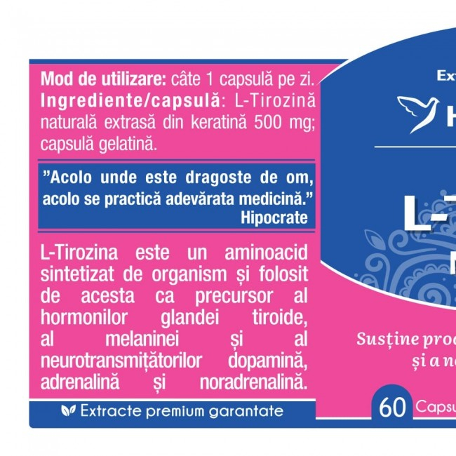 L-tirozina Naturala ( Stimuleaza productia hormonilor tiroidieni ) * 60 cps [2]