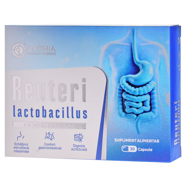 Lactobacillus Reuteri — probiotic concentrat cu 50 miliarde UFC, pentru digestie ușoară și floră intestinală echilibrată [2]