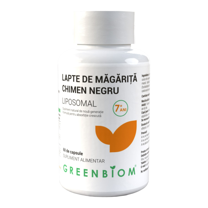 Lapte de măgăriță și chimen negru-supliment imunitate și căi respiratorii
cu lapte de măgăriță, chimen negru și lăptișor de matcă – formulă
liposomală, copii și adulți-60 capsule [1]