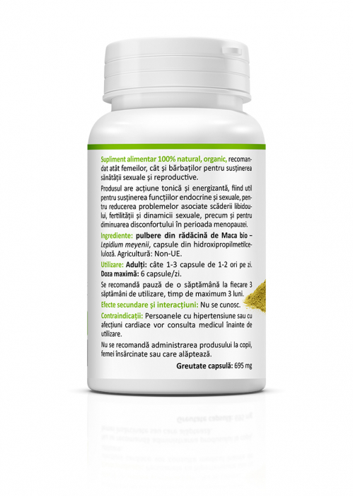 Maca BIO 600 mg ( Sustine sanatatea sexuala. Potrivit pentru femei si barbati.) * 60 cps [2]