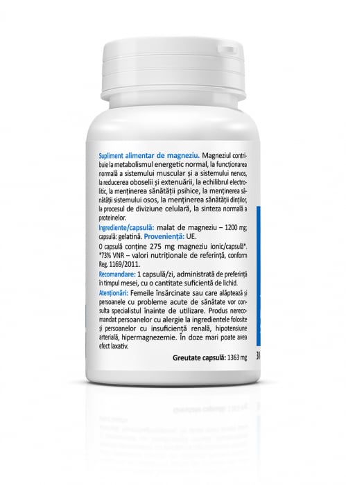 Magneziu Malate (pentru sistemul nervos si muscular. Reduce oboseala si extenuarea.) [2]