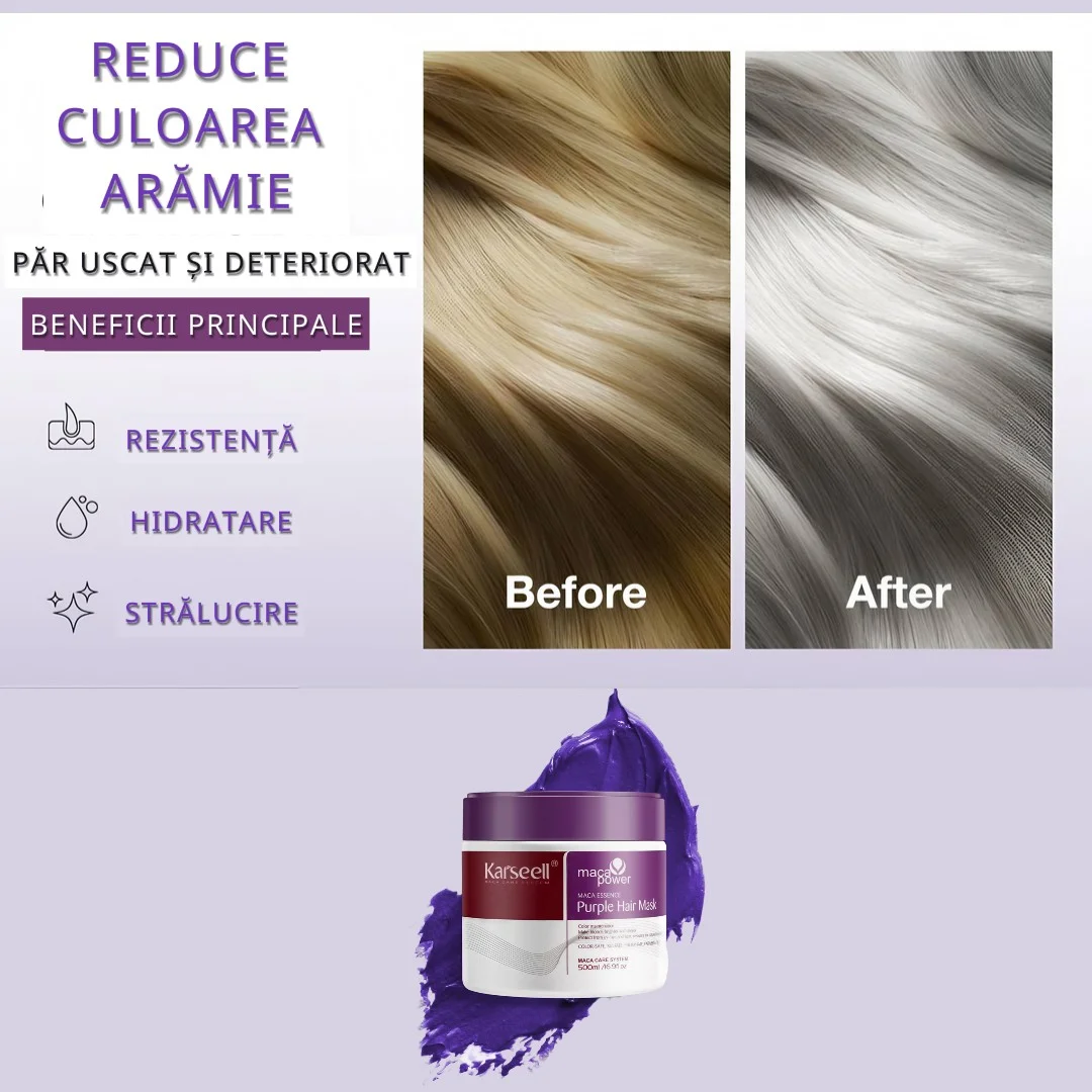 Masca KARSEELL tratament par Mov/Violet ( neutralizeaza tonurile galbene si portocalii, hidrateaza si repara parul blond, decolorat sau gri) * 500ml [2]