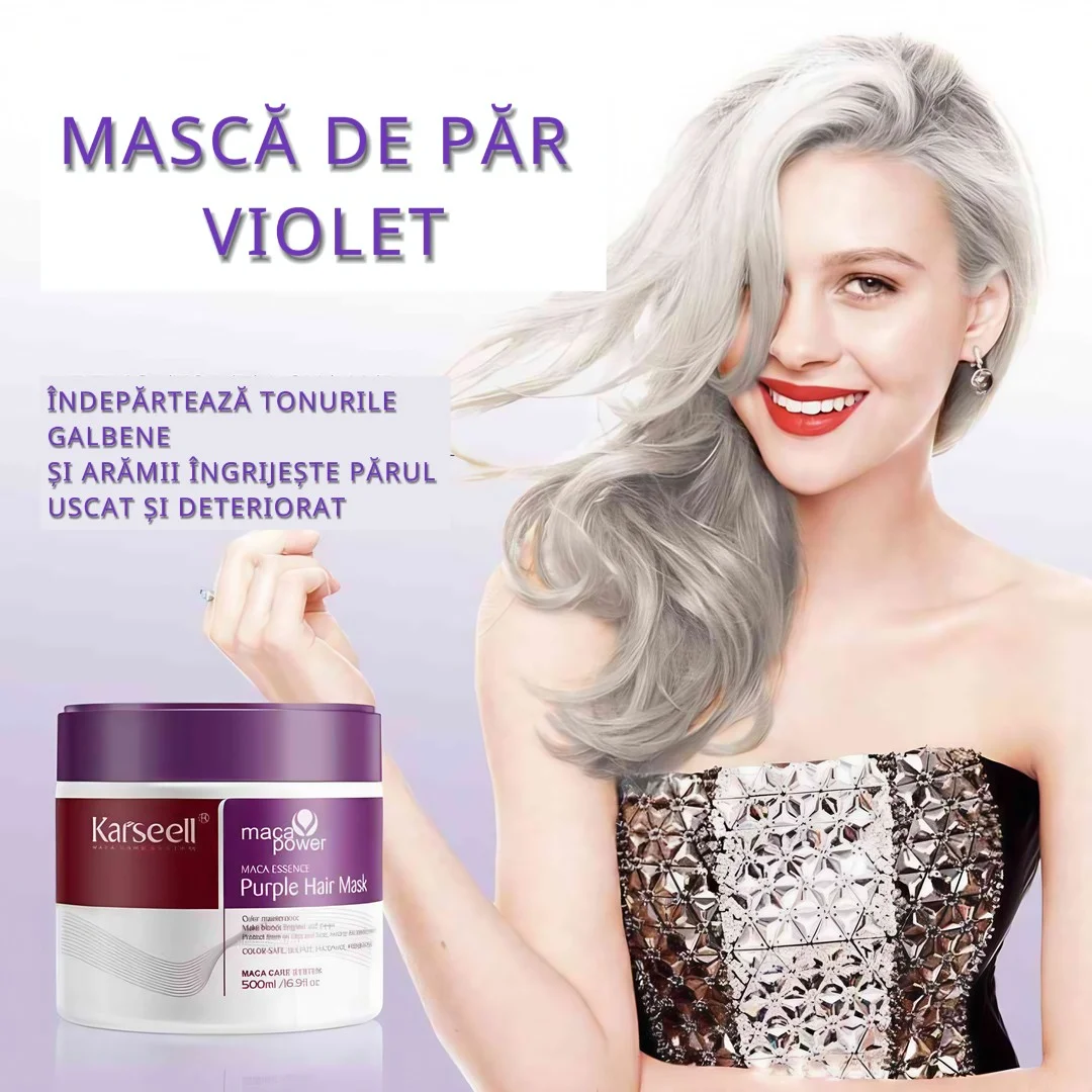 Masca KARSEELL tratament par Mov/Violet ( neutralizeaza tonurile galbene si portocalii, hidrateaza si repara parul blond, decolorat sau gri) * 500ml [5]