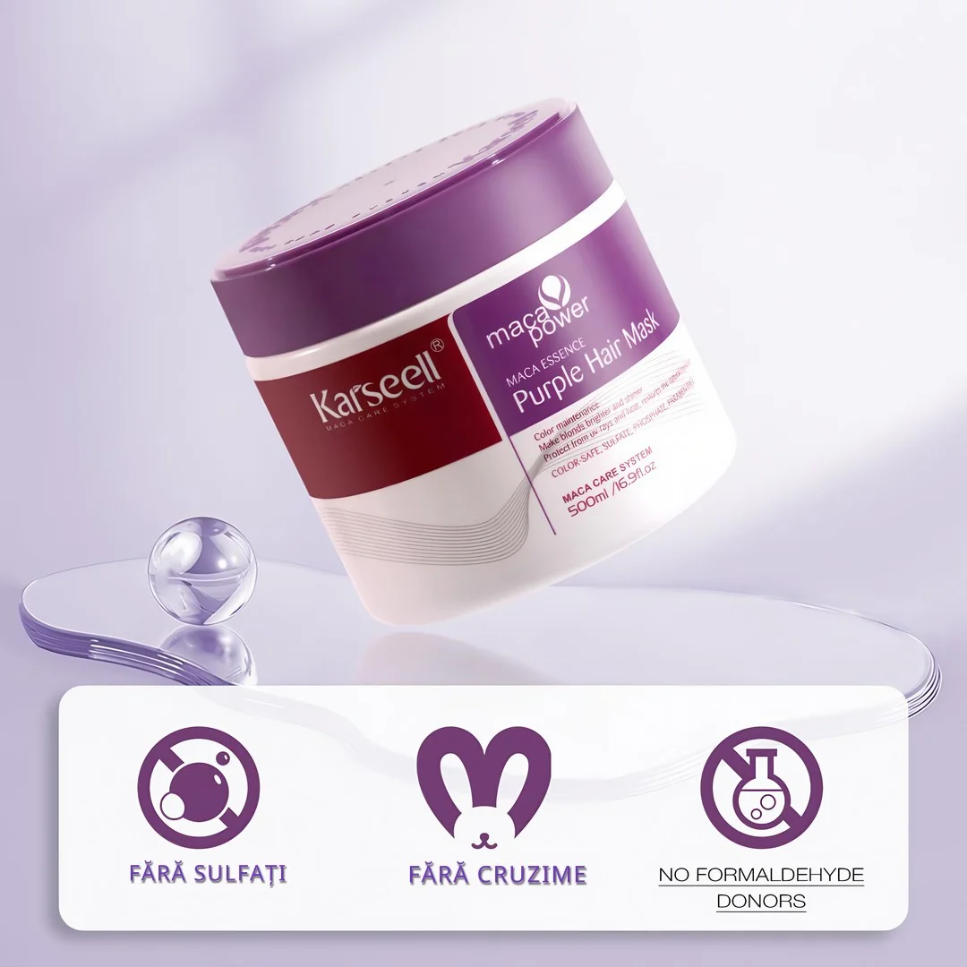 Masca KARSEELL tratament par Mov/Violet ( neutralizeaza tonurile galbene si portocalii, hidrateaza si repara parul blond, decolorat sau gri) * 500ml [7]