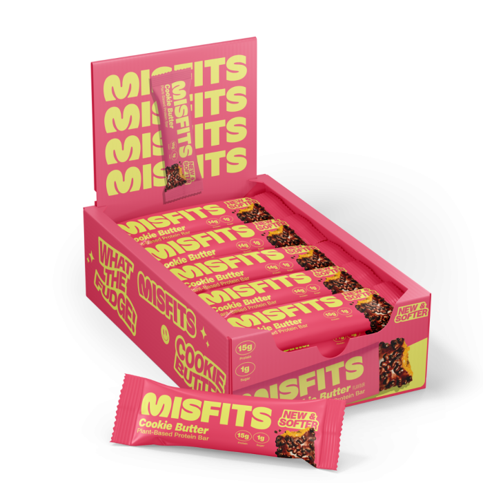  Misfits Plant-based Protein Bar, Cookie Butter Flavor, Baton Proteic Vegan Cu Aroma De Biscuiti Cu Unt, 50g [2]