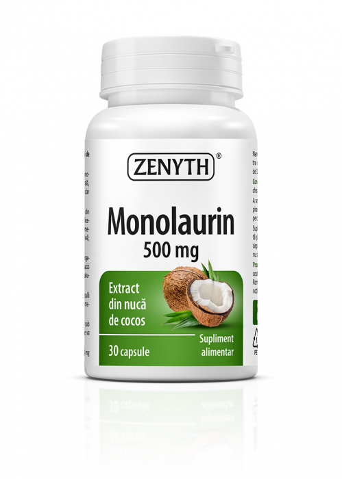 Monolaurin 500 mg(extract din nuca de cocos cu efect antibacterian, antifungic, antiviral.) * 30cps [1]