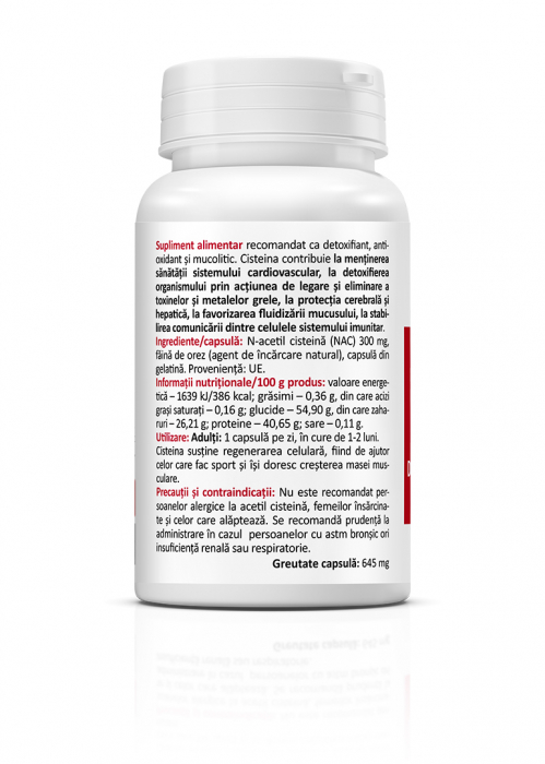 NAC (N-Acetyl Cysteine ,Detoxifiant, antioxidant, mucolitic) [2]