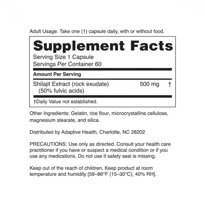 Nugenix Shilajit 500 Mg, Rasina Pura De Shilajit Din Himalaya, 60 Cps [3]