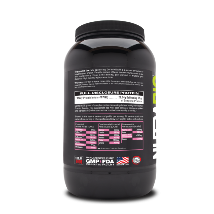 Nutrabio 100% Whey Protein Isolate, Izolat Proteic Din Zer Cu Aroma De Inghetata Cu Capsuni, 907 G [3]