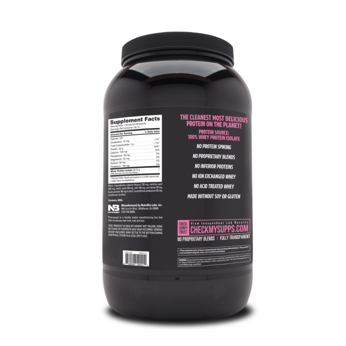 Nutrabio 100% Whey Protein Isolate, Izolat Proteic Din Zer Cu Aroma De Inghetata Cu Capsuni, 907 G [2]