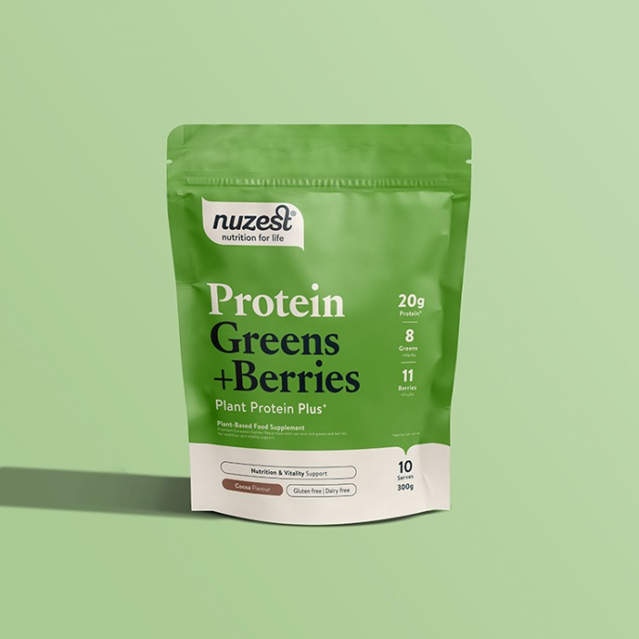 Nuzest Proteina Vegetală cu Superalimente și Fructe de Pădure, Aromă de Ciocolată [1]