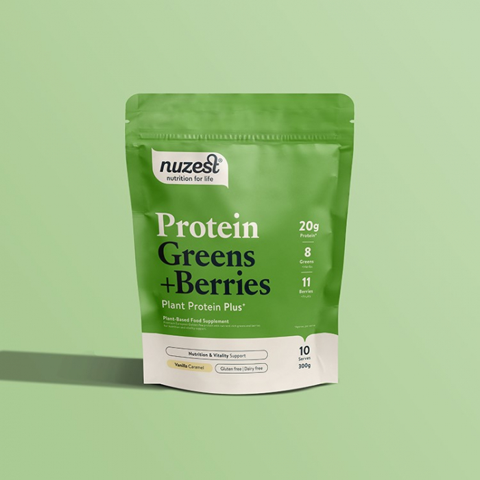 Nuzest Proteina Vegetală cu Superalimente și Fructe de Pădure, Aromă de Vanilie [1]