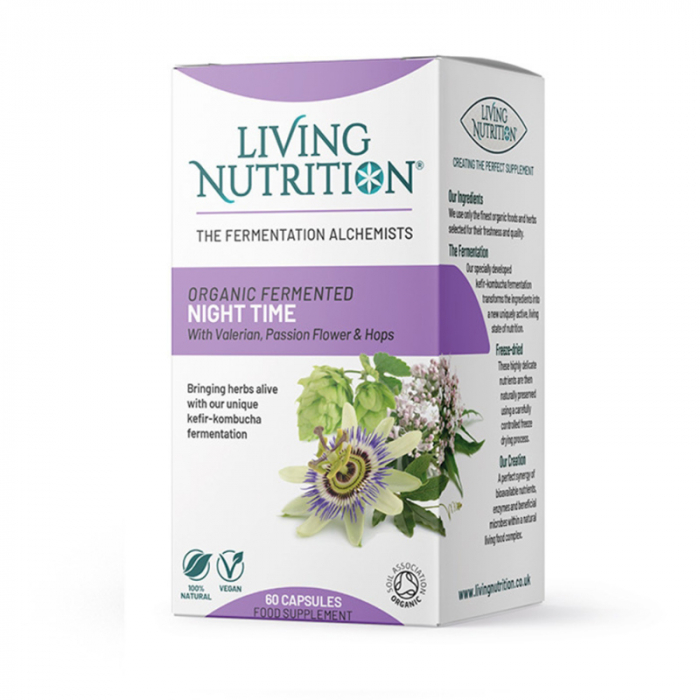 Organic Fermented Night Time cu valeriana, passion flower si hamei 500 mg (60 capsule), Living Nutrition [2]