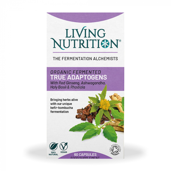 Organic fermented True Adaptogens cu ginseng, ashwagandha, holy basil si rhodiola 560 mg (60 capsule), Living Nutrition [1]