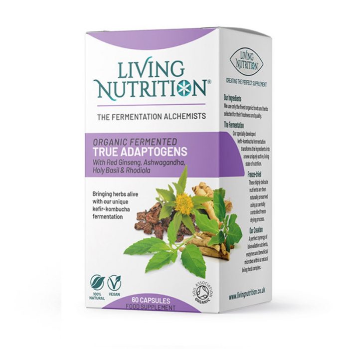 Organic fermented True Adaptogens cu ginseng, ashwagandha, holy basil si rhodiola 560 mg (60 capsule), Living Nutrition [2]