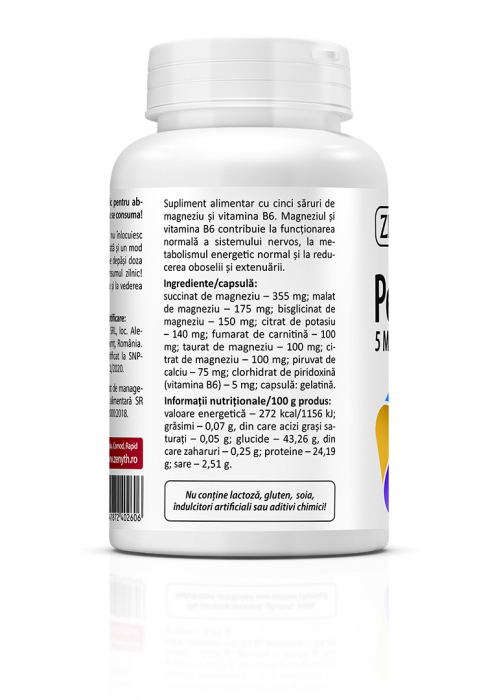 PentaMag  (succinat/bisglicinat/citrat/malat de Magneziu si vit B6)* 90 cps [2]