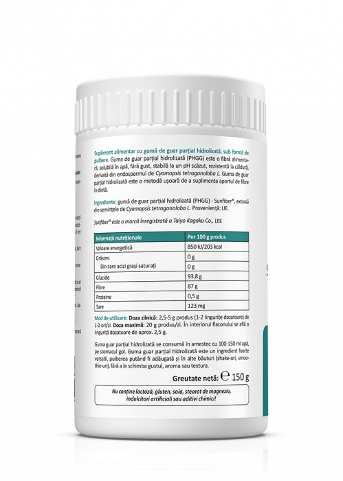 PHGG (Guma guar partial hidrolizata Sunfiber® pentru confort digestiv si reglarea tranzitului intestinal) 150G [3]