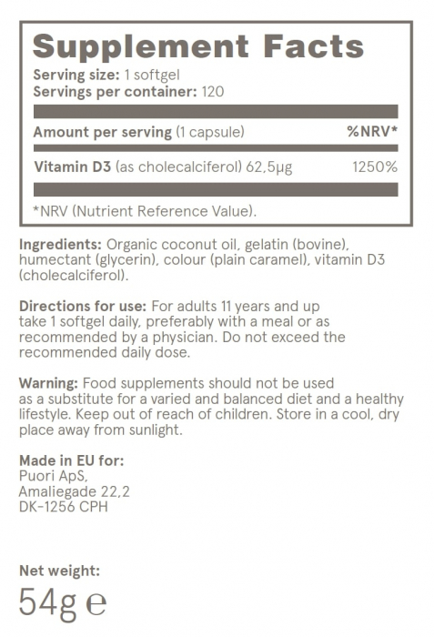 Puori Vitamina D3 - (2500UI) - 120 capsule [3]
