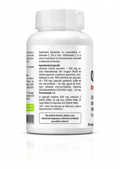Quercetin Immune Complex, 90 capsule(quercetina, vitaminele C si D3 plus zinc,Imunitate, profilaxia si tratamentul infectiilor virale) [2]