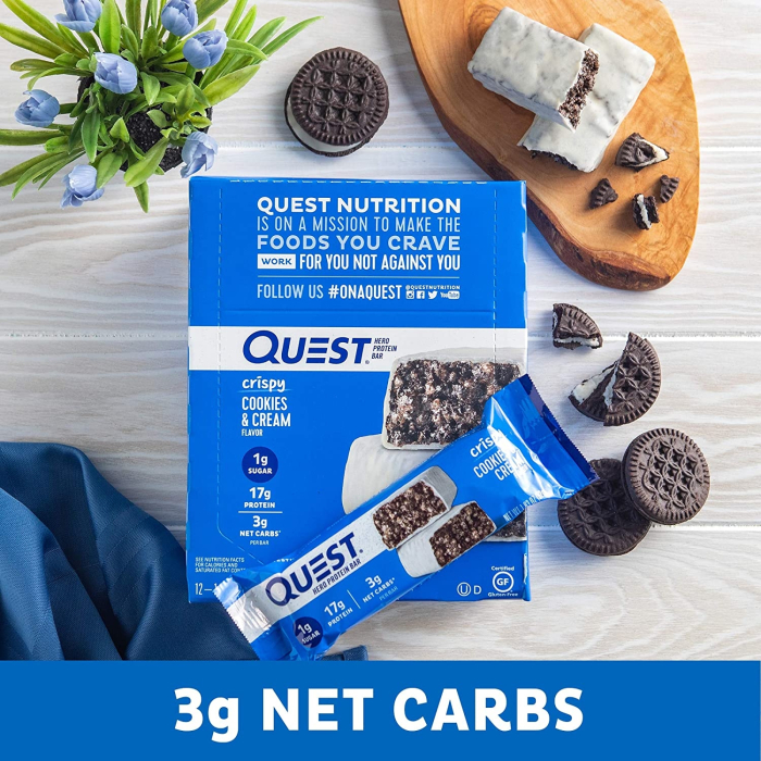 Quest Hero Crispy Baton Proteic Cu Aroma De Biscuiti Cu Crema, 52 G [4]