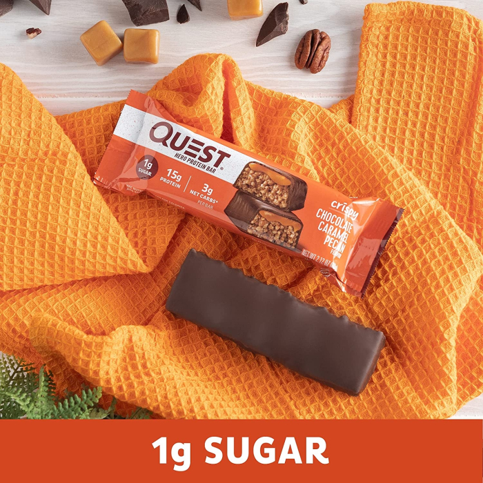 Quest Hero Crispy Baton Proteic Cu Aroma De Ciocolata, Nuci Pecan Si Caramel, 60 G [5]