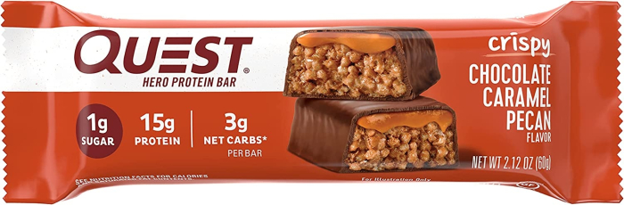 Quest Hero Crispy Baton Proteic Cu Aroma De Ciocolata, Nuci Pecan Si Caramel, 60 G [1]