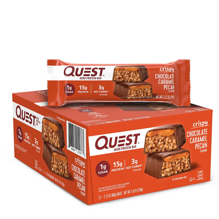 Quest Hero Crispy Baton Proteic Cu Aroma De Ciocolata, Nuci Pecan Si Caramel, 60 G [6]