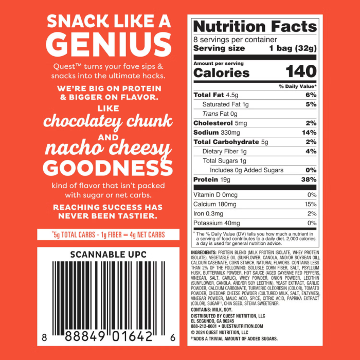 Quest Tortilla Style Protein Chips, Cu Aroma De Buffalo Ranch, 32 G [3]