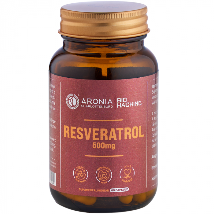 Resveratrol 500 mg — 60 capsule cu beneficii pentru longevitate, sistemul cardiovascular și echilibrul metabolic  |  Bio Hacking [1]
