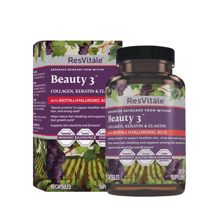 ResvitÃ¡le Beauty 3, Formula Pentru Par, Piele Si Unghii Cu Colagen, Keratina Si Elastina, 90 Cps [1]