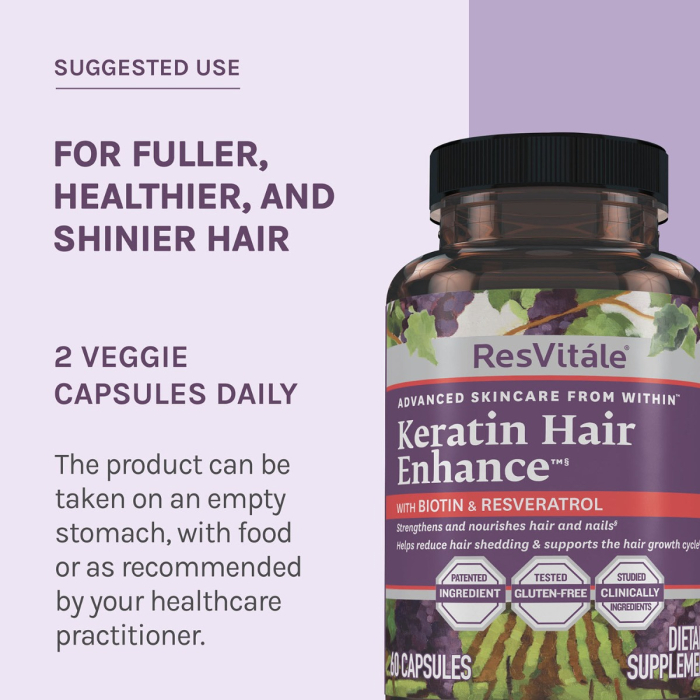 Resvitale Keratin Hair Enhance, Keratina Cu Biotina Si Resveratrol, 60 Cps [8]