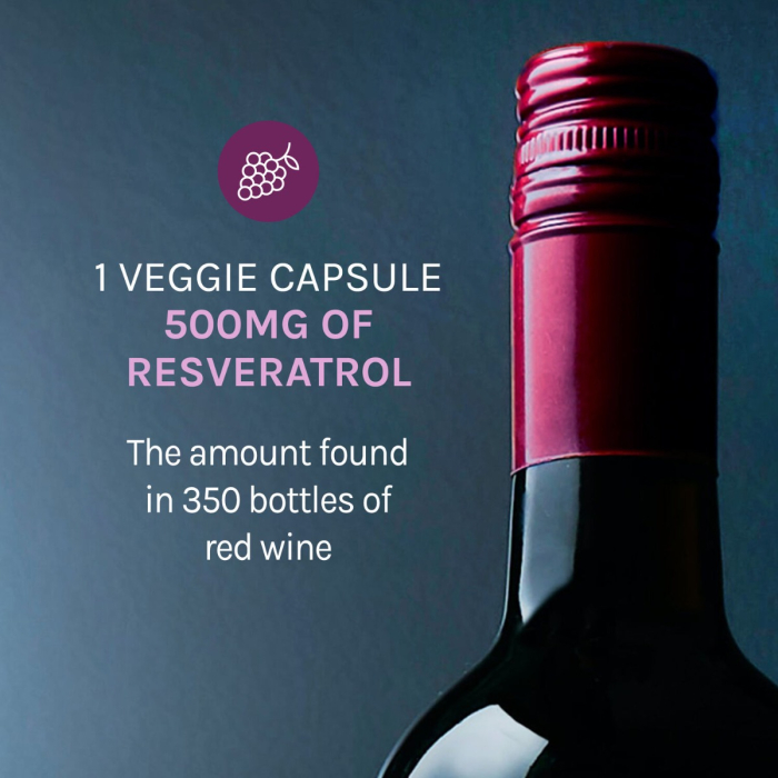 Resvitale Resveratrol 500 Mg Cu Quercetina, Formula Avansata Triactiv Pentru Activarea Genei Longevitatii Cu Trans-resveratrol, 60 Cps [5]