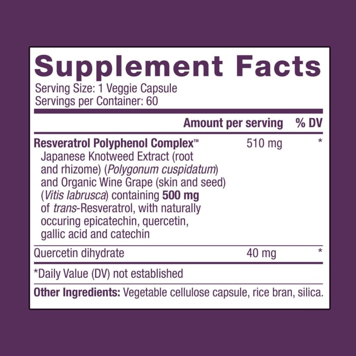 Resvitale Resveratrol 500 Mg Cu Quercetina, Formula Avansata Triactiv Pentru Activarea Genei Longevitatii Cu Trans-resveratrol, 60 Cps [6]
