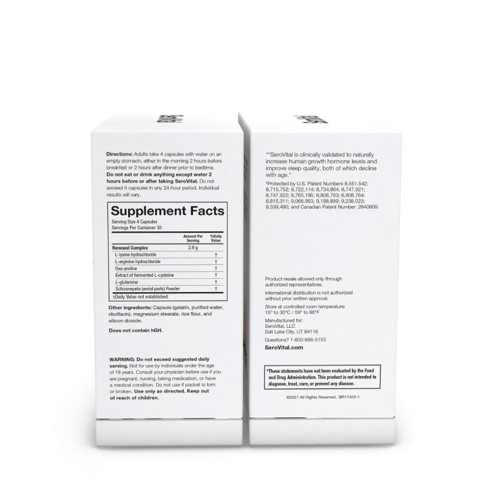 Serovital Reverse The Signs Of Aging, Formula Avansata Pentru Productia Naturala A Hormonului De Crestere Hgh Cu Lizina, 120 Cps [2]