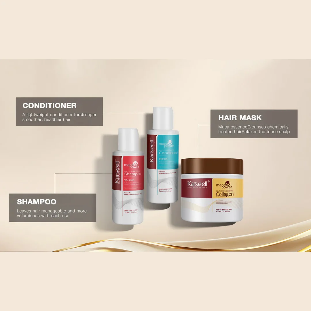 Set de Călătorie Karseell Maca Essence pentru Repararea Părului ( Șampon, Balsam și Mască cu Colagen pentru Hidratare și Volum) * 240 ml [2]