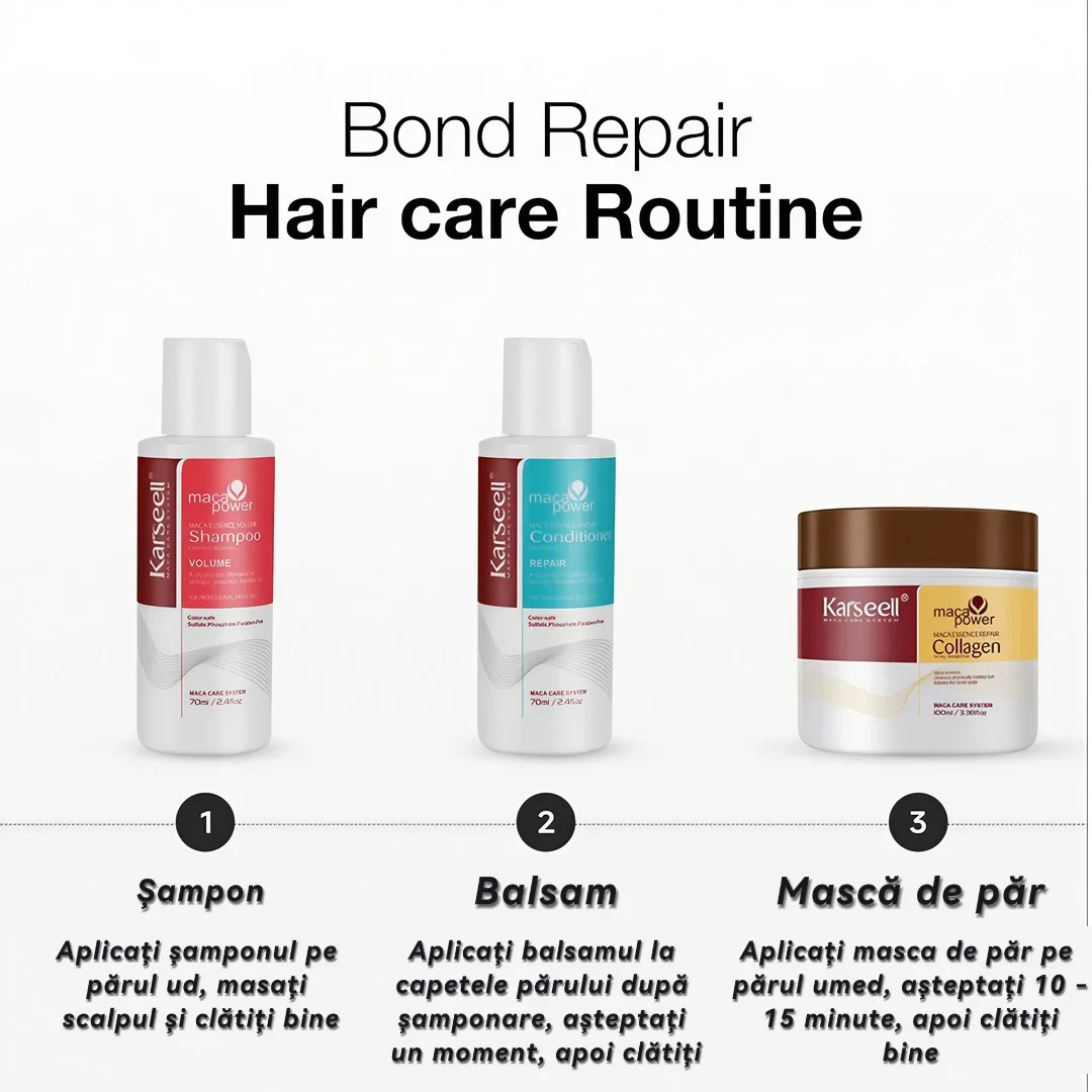 Set de Călătorie Karseell Maca Essence pentru Repararea Părului ( Șampon, Balsam și Mască cu Colagen pentru Hidratare și Volum) * 240 ml [4]