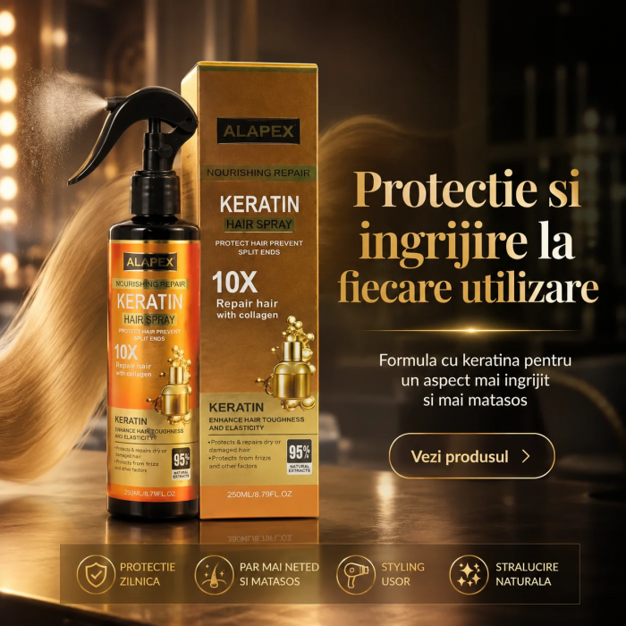 Spray de Păr cu Keratină și Colagen, 250 ml – Reparare Rapidă și Protecție Termică până la 230°C [4]