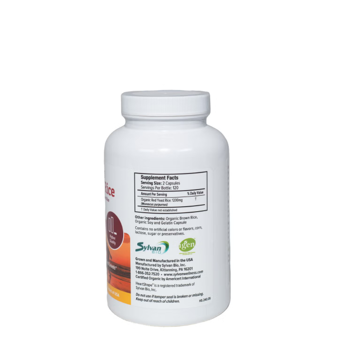 Sylvan Red Yeast Rice, Drojdie De Orez Rosu Organica, Pentru Sanatatea Cardiovasculara Si Reducerea Colesterolului, 1200 Mg, 240 Cps [2]