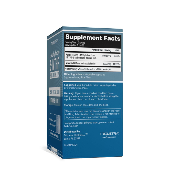 Triquetra L-methylfolate 5-mthf, Forma Bioactiva A Acidului Folic Pentru Sustinerea Functiei Cognitive, A Energiei Celulare Si A Sistemului Nervos, 60 Cps [2]