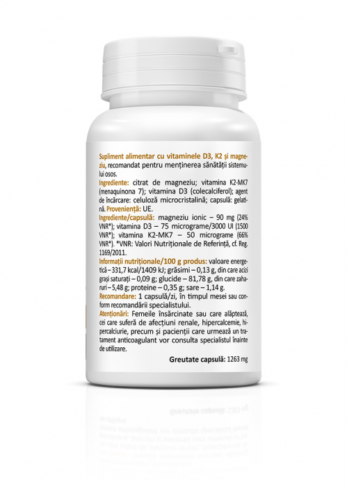Vitamina D3 ( 3000 UI) K2 si Magneziu * 30 cps [2]