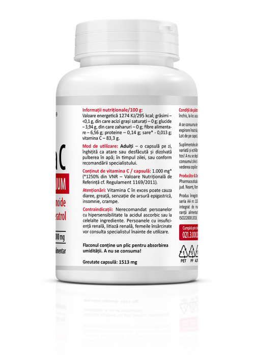 Vitamina C Premium cu Resveratrol 1000 mg, 60 cps. [2]