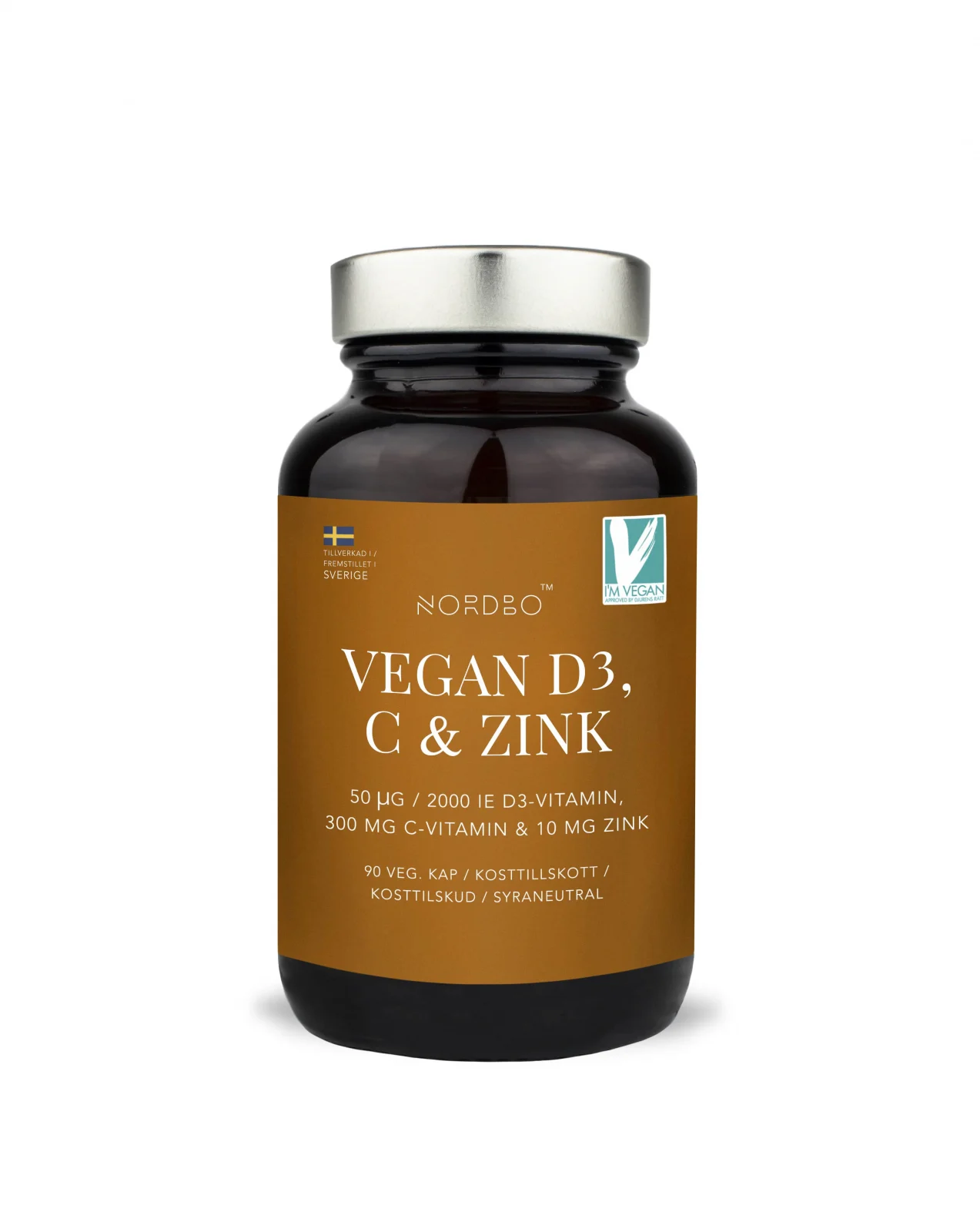 Vitamina D3, C & Zinc NORDBO - Vegan - 90 capsule (biodisponibilitate ridicata, sistem imunitar) [2]