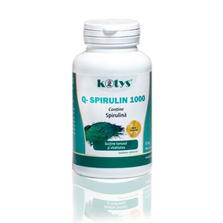 Spirulina - Q-Spirulina Kotys 1000 mg cu minimum 60% proteine, 60 tablete – completarea aportului nutrițional zilnic