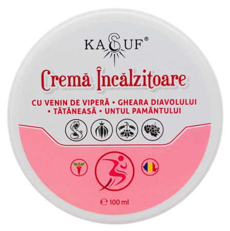 Afectiuni Frecvente - Cremă Încălzitoare KASUF cu Venin de Viperă, Gheara Diavolului, Tătăneasă și Untul Pământului, 100 ml