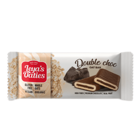 Alimente eco & bio - Baton de Ovaz Vegan - Leya's oaties cu ciocolata premium dubla, fara gluten