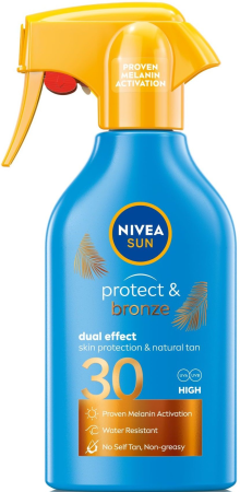 Afectiuni Frecvente - NIVEA Sun Protect & Bronze SPF30 Spray 270 ml – Spray pentru corp cu protecție solară și stimularea bronzării naturale