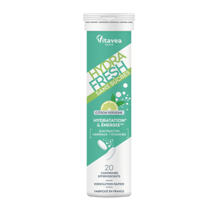 HidroFresh - Hydrafresh Lămâie & Verbină, 20 tablete efervescente – Hidratare Instantanee, Energie și Echilibru Electrolitic