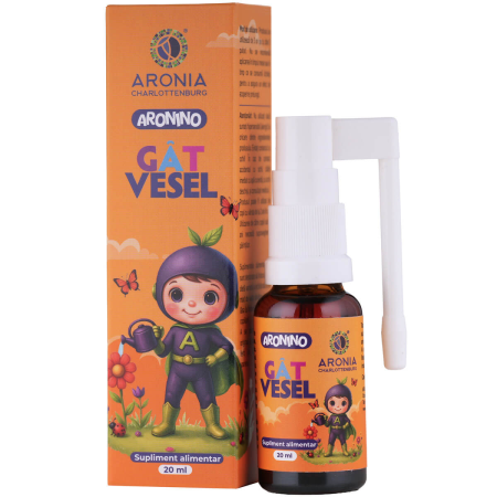 Afectiuni Frecvente - Aronino Gât Vesel, Spray pentru Copii 20 ml – Cătină, Gălbenele, Aronia și Propolis pentru Confortul Gâtului